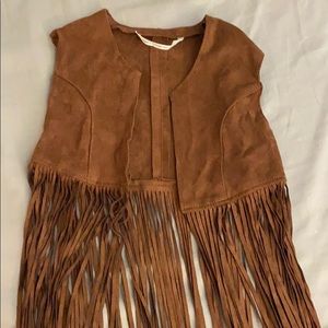 Brown suede fringe vest